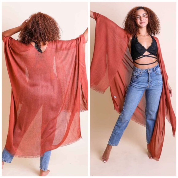 Last 1 New 5 Star Rated Beautiful High Low Kimono Cardigan Wrap Swim Coverup - Picture 3 of 11